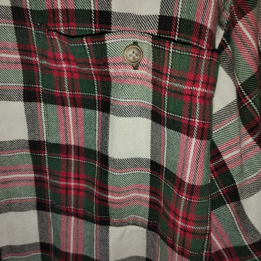 Vtg David Taylor Shirt XL Mens Flannel Plaid Red Green White 100% cotton 90s - Picture 5 of 8